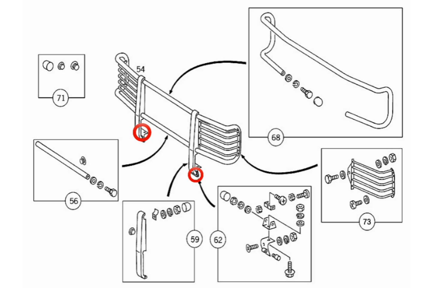 Mercedes-Benz G-Class W463 Base brush guard bracket bolt set - bolt set