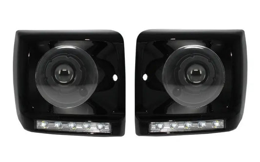 Mercedes-Benz G-Class W463 (1989-2012) Black Headlights Bi-Xenon with covers - headlights